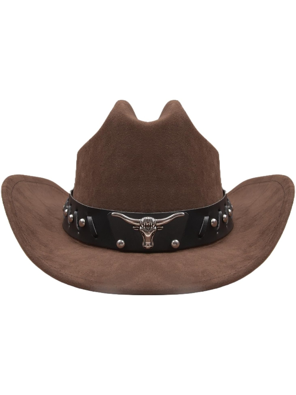Unisex Brown 100% Polyester Western Outback Studded Bull Band Hat Cowboy Hat